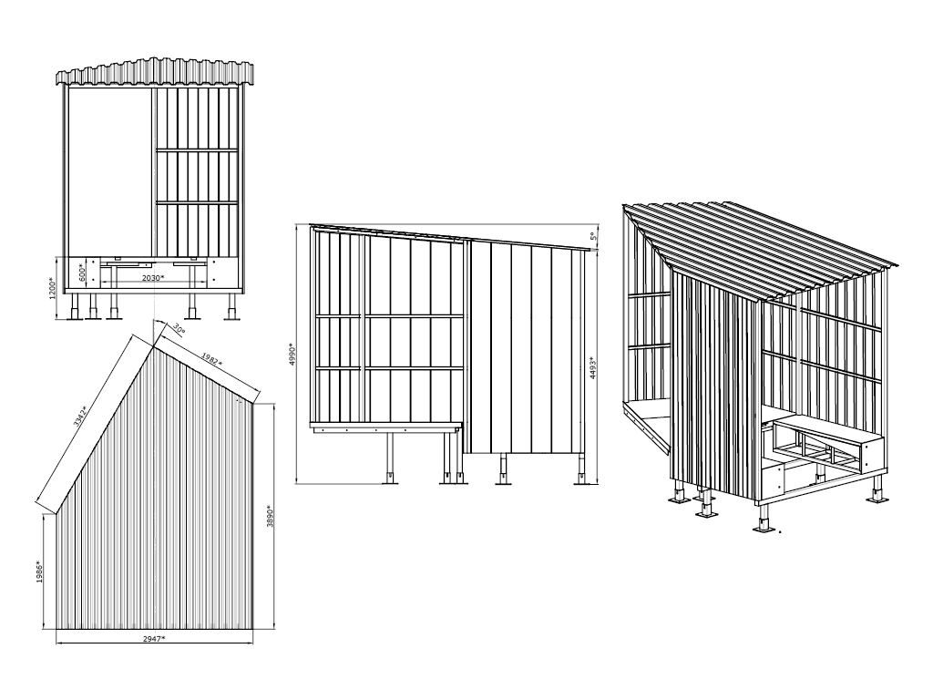DHOUS 30 series. Standard angled dock house (30°) for an embedded type dock leveler with hinged or telescopic lip.